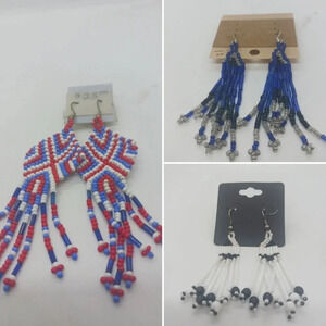 NEW 3 PAIR HANDMADE BEADED ASSORTED EARRINGS